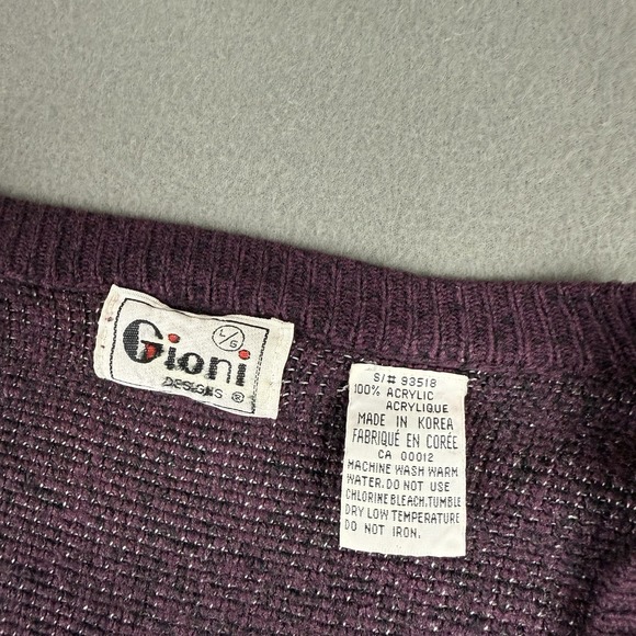 Vintage 90s LongSleeve Cardigan Burgundy Sweater Size Large Cottagecore Grandpa - Picture 7 of 8